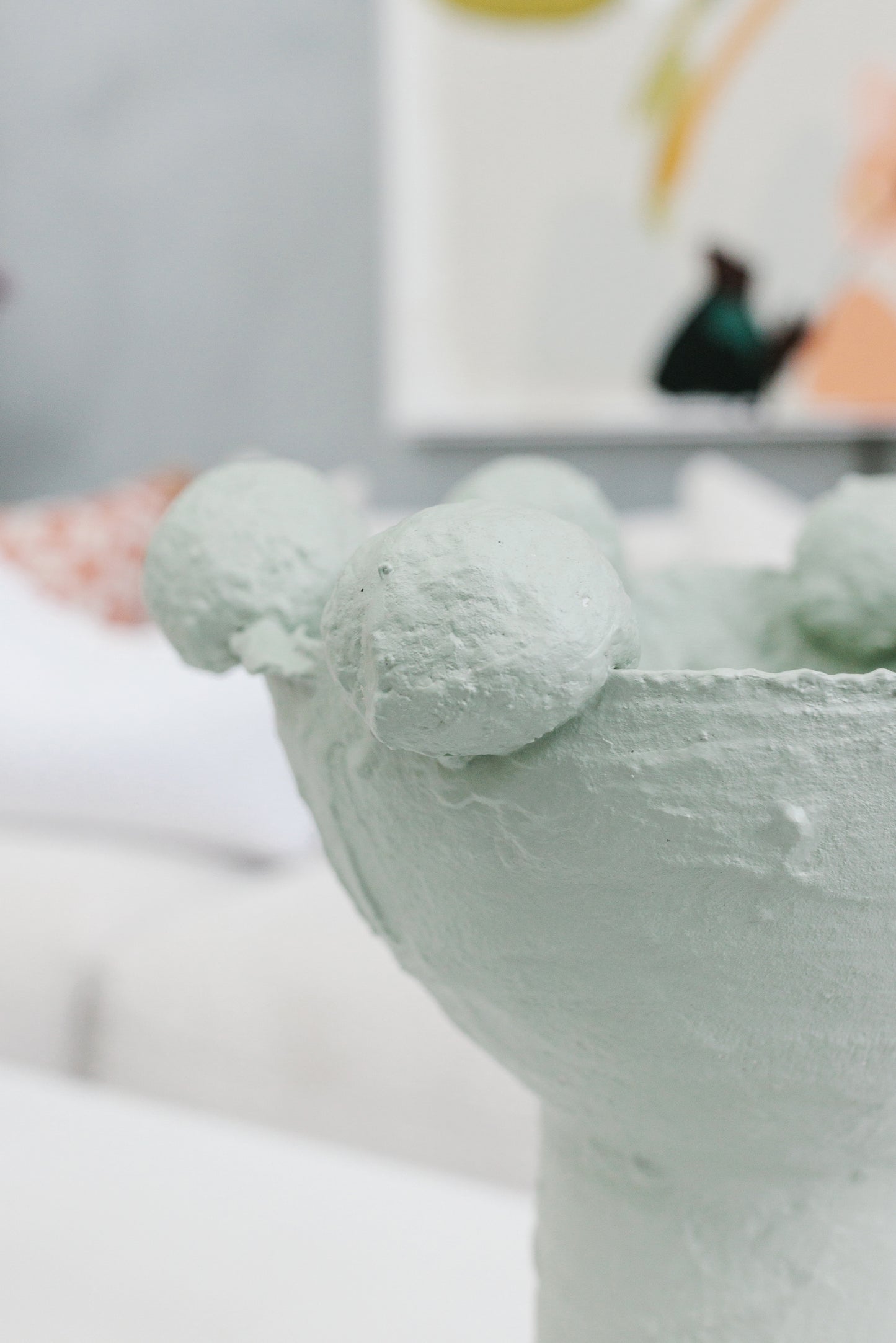 PAPER CLAY BOWL - SAGE TALL