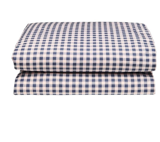 NAVY GINGHAM QUILT COVER - KING