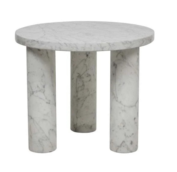 AMARA ROUND LEG SIDE TABLE - WHITE MARBLE
