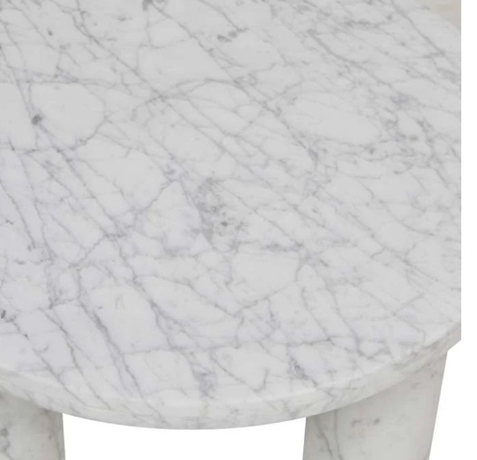 AMARA ROUND LEG SIDE TABLE - WHITE MARBLE