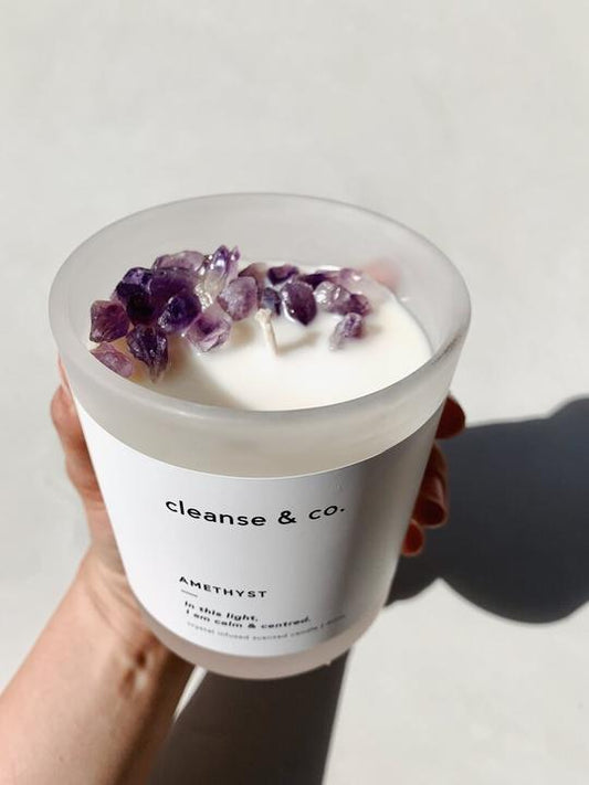 CLEANSE & CO CANDLE - AMETHYST- CARDAMON WITH CLOVE & AMBER