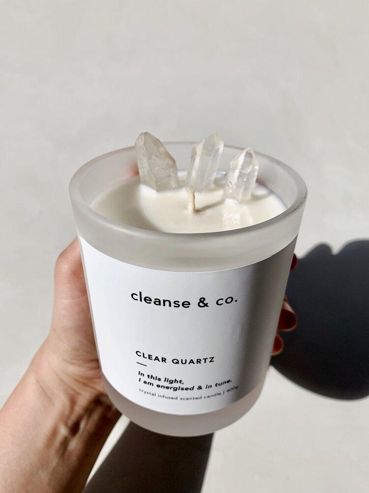 CLEANSE & CO CANDLE - CLEAR QUARTZ - GRAPEFRUIT WITH PERSIMMON & CASSIS