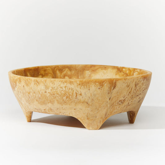 LARGE FOOTED RESIN BOWL - SAND DUNE