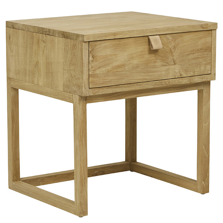 PRE ORDER - WILLOW LEATHER TAB BEDSIDE TABLE