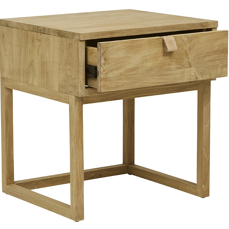 PRE ORDER - WILLOW LEATHER TAB BEDSIDE TABLE